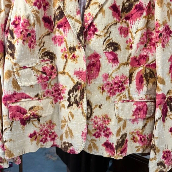 J. Jill Women’s Tan and Floral Corduroy Long Sleeve Blazer - Picture 4 of 9